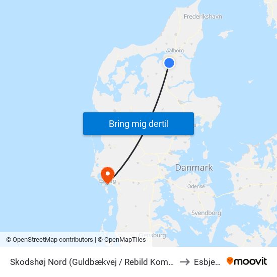 Skodshøj Nord (Guldbækvej / Rebild Komm.) to Esbjerg map