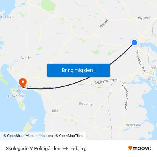 Skolegade V Politigården to Esbjerg map