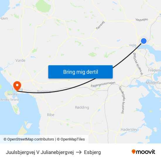 Juulsbjergvej V Julianebjergvej to Esbjerg map