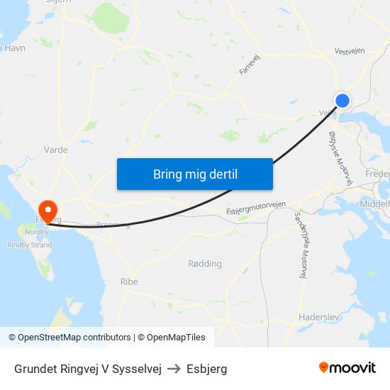 Grundet Ringvej V Sysselvej to Esbjerg map