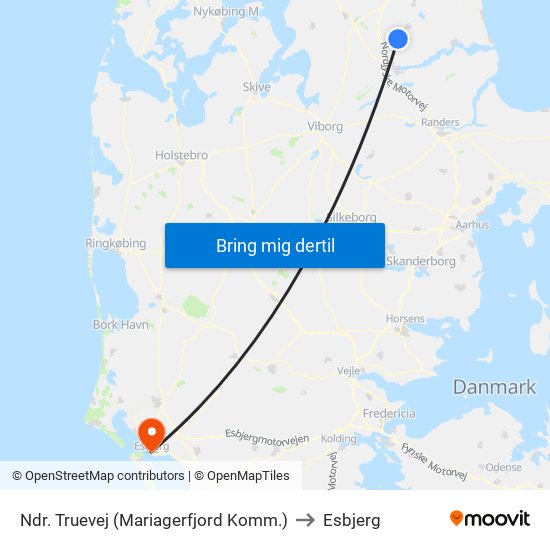 Ndr. Truevej (Mariagerfjord Komm.) to Esbjerg map