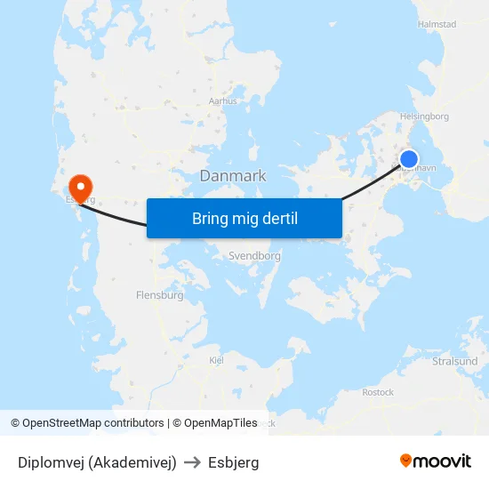 Diplomvej (Akademivej) to Esbjerg map