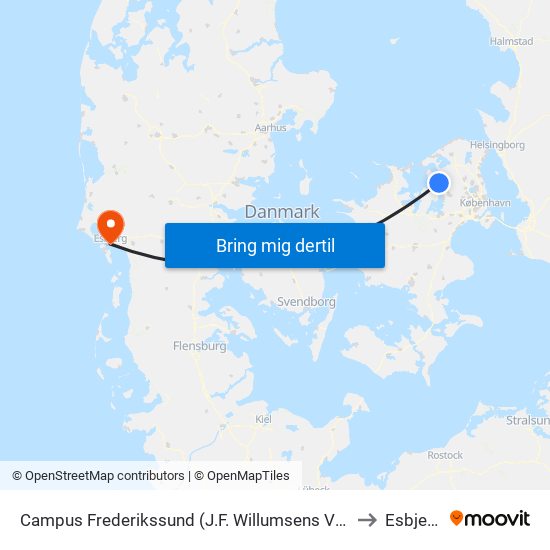 Campus Frederikssund (J.F. Willumsens Vej) to Esbjerg map