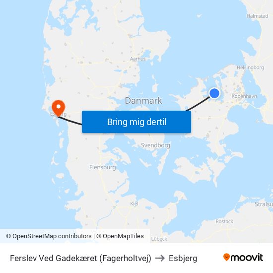 Ferslev Ved Gadekæret (Fagerholtvej) to Esbjerg map