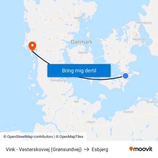 Vink - Vesterskovvej (Grønsundvej) to Esbjerg map