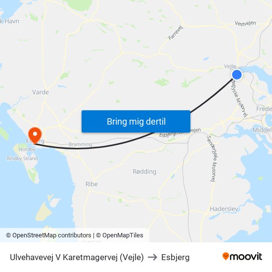 Ulvehavevej V Karetmagervej (Vejle) to Esbjerg map