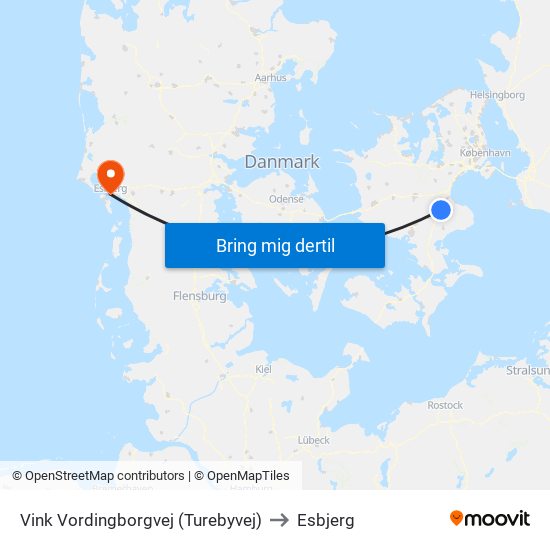 Vink Vordingborgvej (Turebyvej) to Esbjerg map