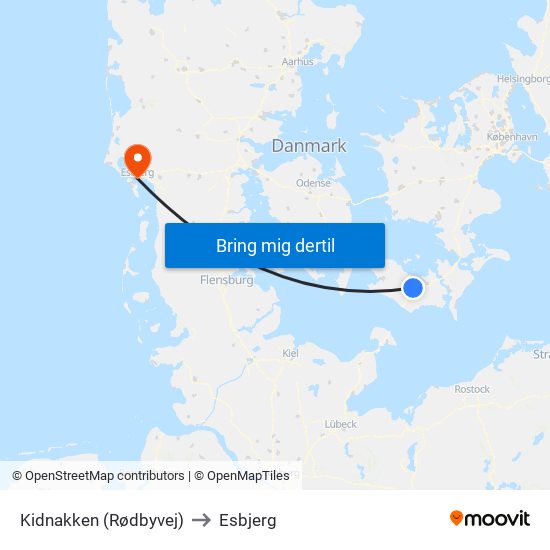 Kidnakken (Rødbyvej) to Esbjerg map