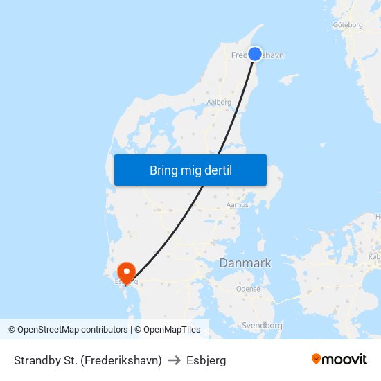 Strandby St. (Frederikshavn) to Esbjerg map