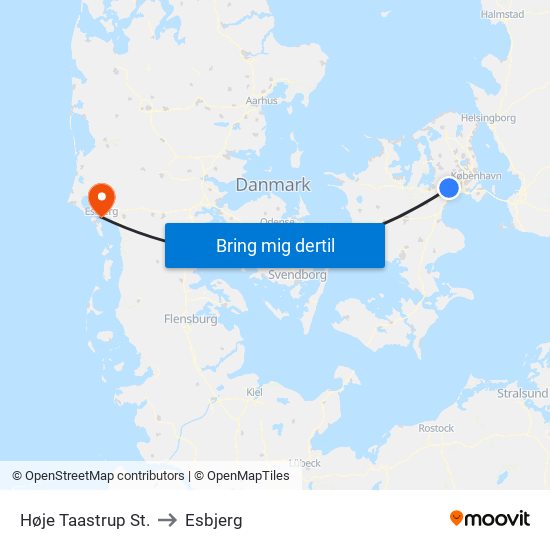 Høje Taastrup St. to Esbjerg map