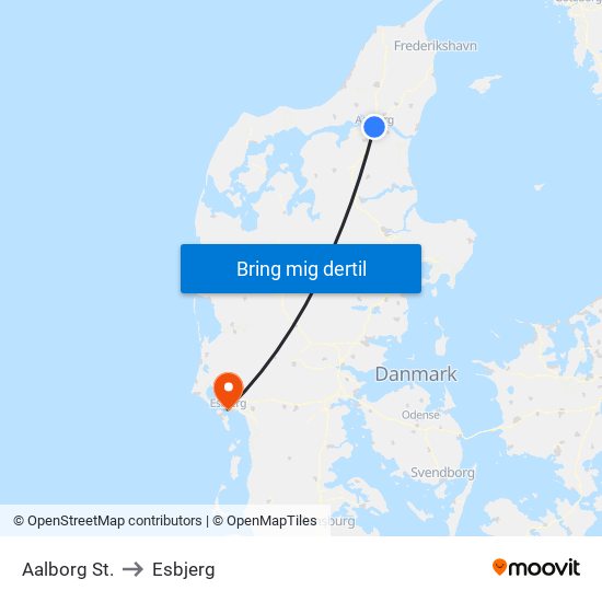 Aalborg St. to Esbjerg map