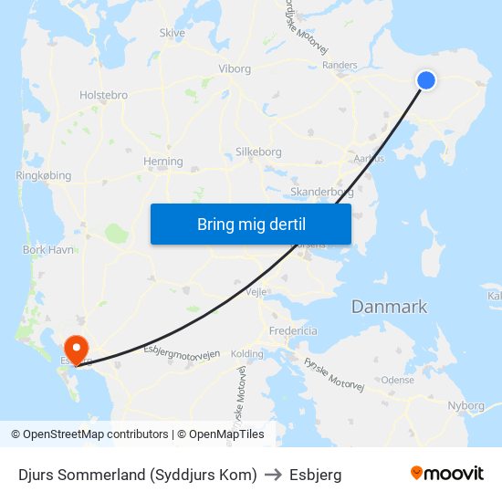 Djurs Sommerland (Syddjurs Kom) to Esbjerg map