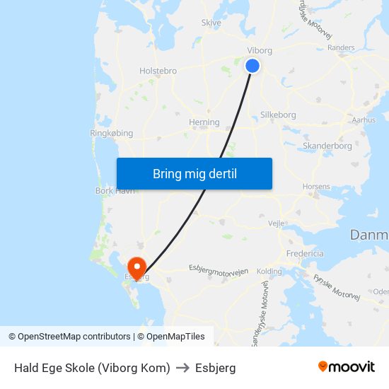 Hald Ege Skole (Viborg Kom) to Esbjerg map