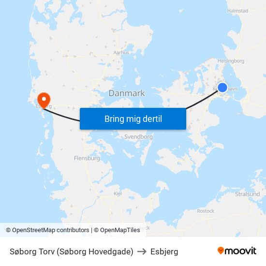Søborg Torv (Søborg Hovedgade) to Esbjerg map