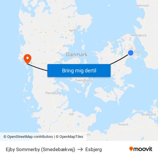 Ejby Sommerby (Smedebækvej) to Esbjerg map
