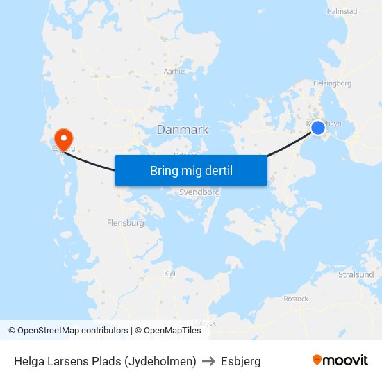 Helga Larsens Plads (Jydeholmen) to Esbjerg map