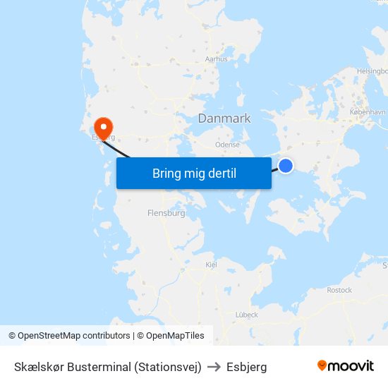 Skælskør Busterminal (Stationsvej) to Esbjerg map