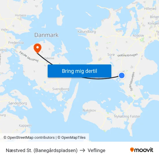Næstved St. (Banegårdspladsen) to Veflinge map