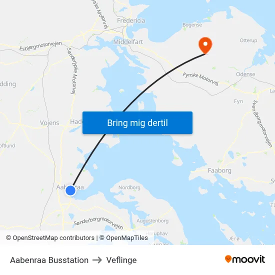 Aabenraa Busstation to Veflinge map