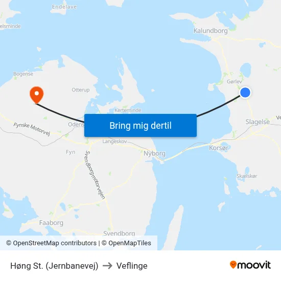 Høng St. (Jernbanevej) to Veflinge map