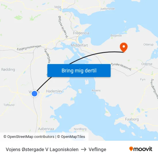 Vojens Østergade V Lagoniskolen to Veflinge map