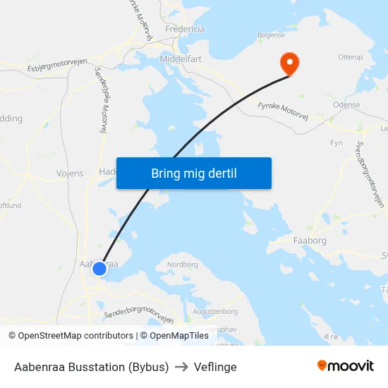 Aabenraa Busstation (Bybus) to Veflinge map
