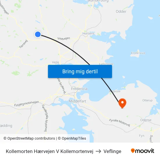 Kollemorten Hærvejen V Kollemortenvej to Veflinge map
