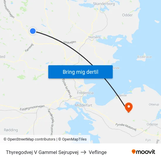 Thyregodvej V Gammel Sejrupvej to Veflinge map
