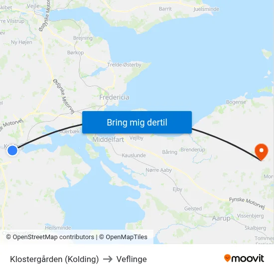 Klostergården (Kolding) to Veflinge map