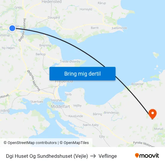 Dgi Huset Og Sundhedshuset (Vejle) to Veflinge map