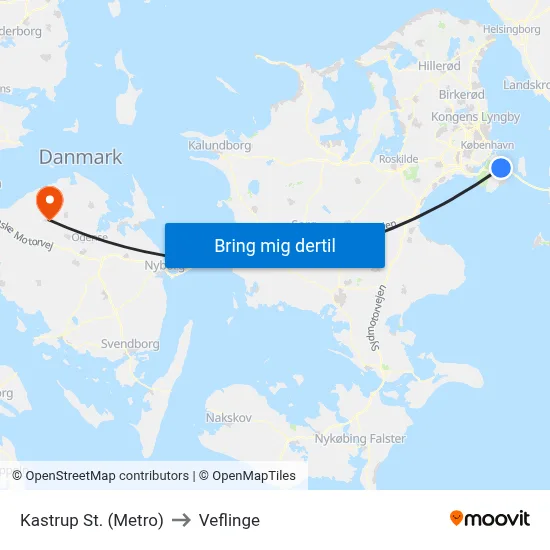 Kastrup St. (Metro) to Veflinge map