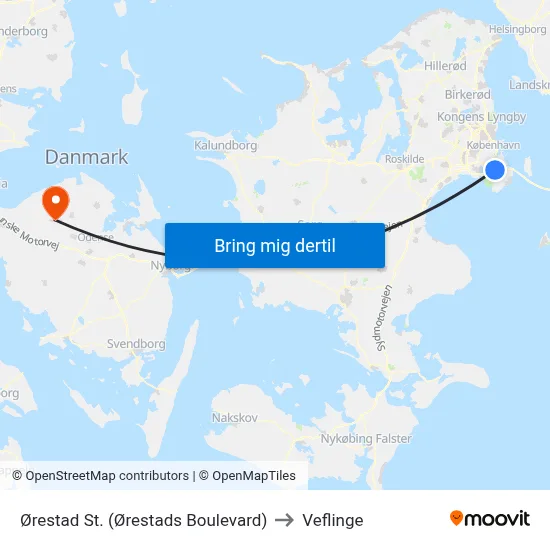 Ørestad St. (Ørestads Boulevard) to Veflinge map