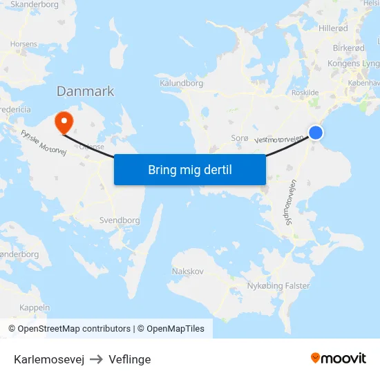 Karlemosevej to Veflinge map