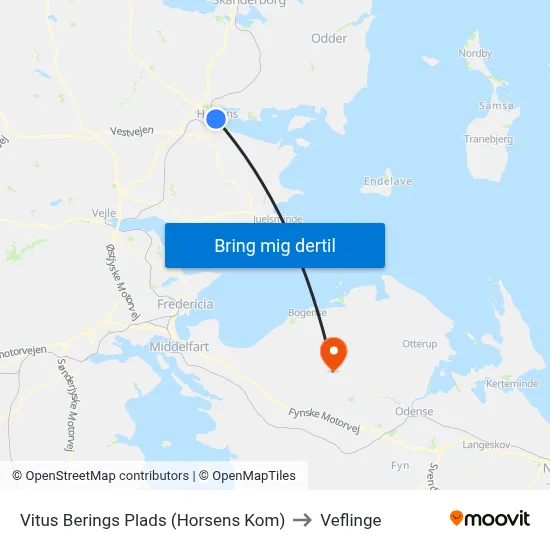 Vitus Berings Plads (Horsens Kom) to Veflinge map