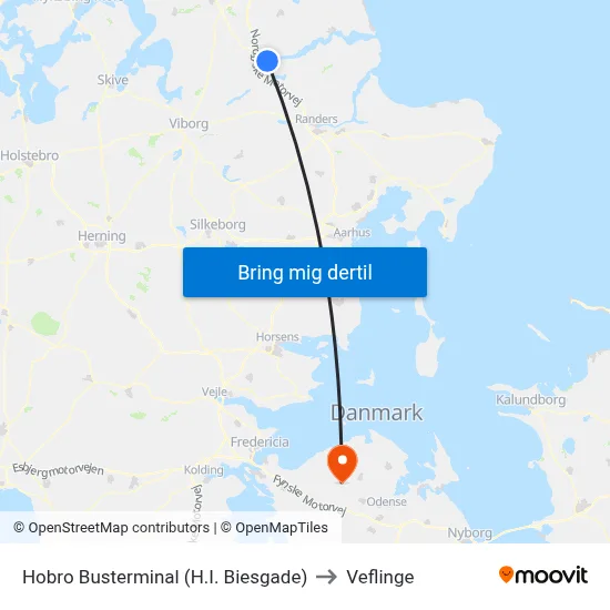 Hobro Busterminal (H.I. Biesgade) to Veflinge map