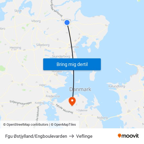 Fgu Østjylland/Engboulevarden to Veflinge map