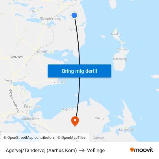 Agervej/Tandervej (Aarhus Kom) to Veflinge map