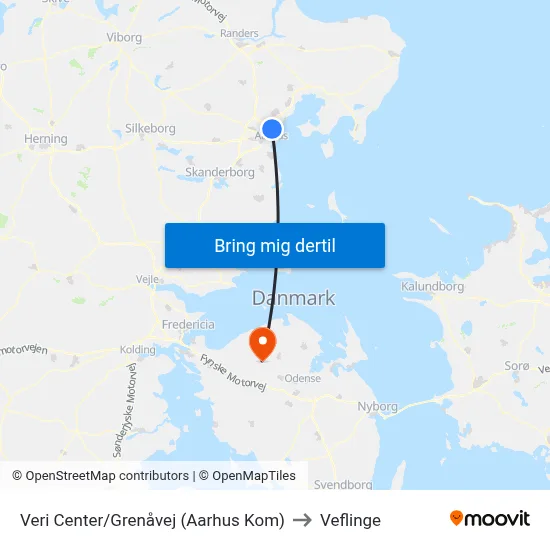 Veri Center/Grenåvej (Aarhus Kom) to Veflinge map