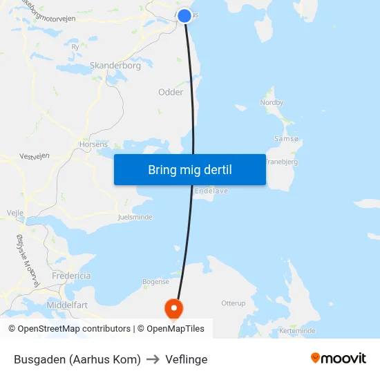 Busgaden (Aarhus Kom) to Veflinge map
