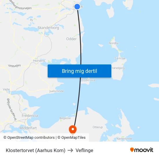 Klostertorvet (Aarhus Kom) to Veflinge map