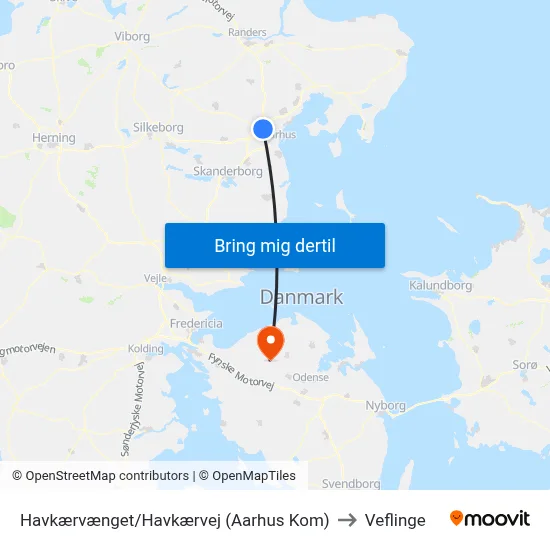 Havkærvænget/Havkærvej (Aarhus Kom) to Veflinge map