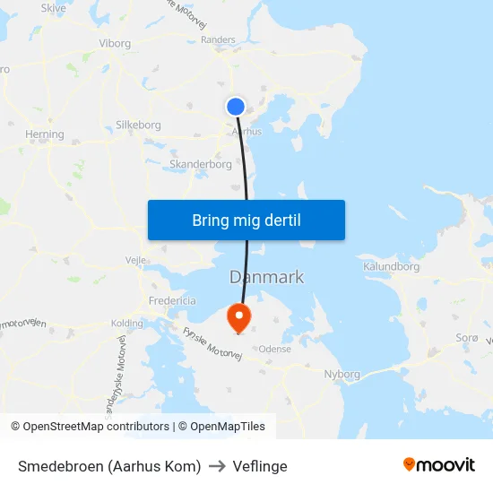 Smedebroen (Aarhus Kom) to Veflinge map