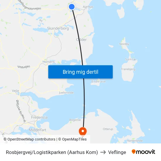 Rosbjergvej/Logistikparken (Aarhus Kom) to Veflinge map