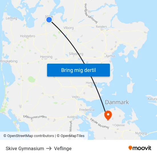 Skive Gymnasium to Veflinge map