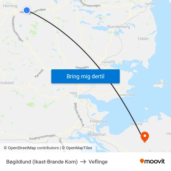 Bøgildlund (Ikast-Brande Kom) to Veflinge map