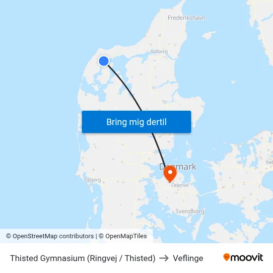 Thisted Gymnasium (Ringvej / Thisted) to Veflinge map