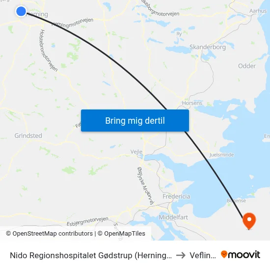 Nido Regionshospitalet Gødstrup (Herning Kom) to Veflinge map