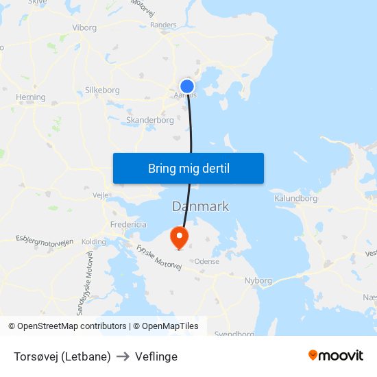 Torsøvej (Letbane) to Veflinge map