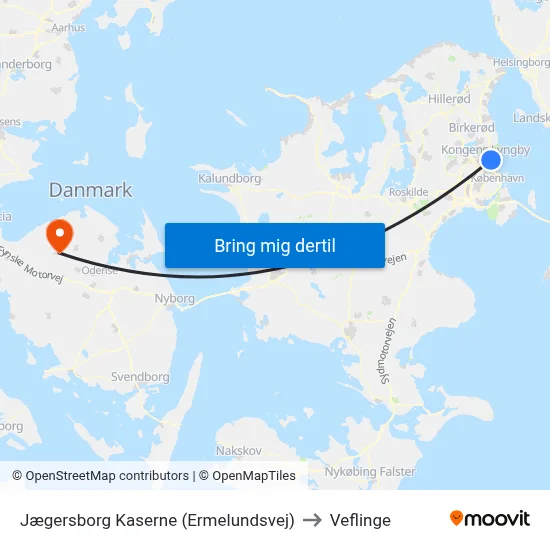 Jægersborg Kaserne (Ermelundsvej) to Veflinge map