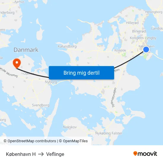København H to Veflinge map